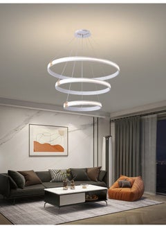 Best Power Modern LED Chandelier Ceiling Light 6220, 3 Lighting Levels, 3 Rings (40cm/60cm/80cm), Adjustable 140cm, 120W - Dimmable Pendant Light for Living Room, Dining Room, Bedroom  - Image 1