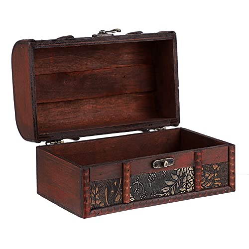 ELLDOO Vintage Treasure Chest Box, Pirate Keepsakes Box for Kids Gifts, Wooden Treasure Storage Box Decorative Box for Jewelry Pearl Trinkets, Medium - Image 1