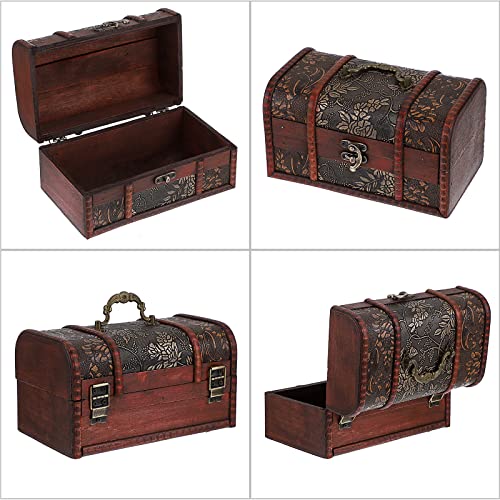 ELLDOO Vintage Treasure Chest Box, Pirate Keepsakes Box for Kids Gifts, Wooden Treasure Storage Box Decorative Box for Jewelry Pearl Trinkets, Medium - Image 3