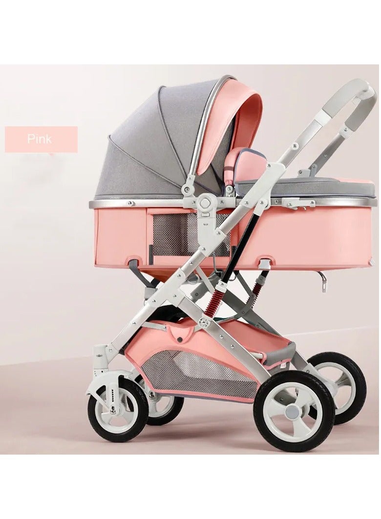 Adjustable High Visibility Stroller for Toddlers, Prams, Prams, Travel System, Umbrella, Pushchair with Pram Rain Cover and Pram Fan