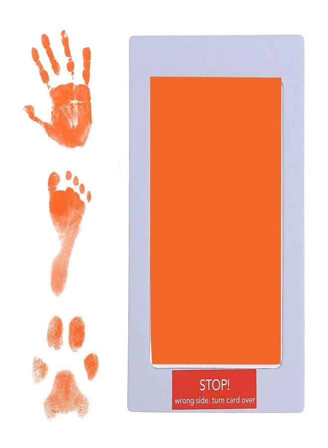 Bembika Baby Finger Print and Footprint Kit inkpad for Kids, InkPad for Baby's Hand and Foot Impression Safe and Non Toxic Ink Pad for Baby Foot Prints and Handprints-(Orange) - Image 1