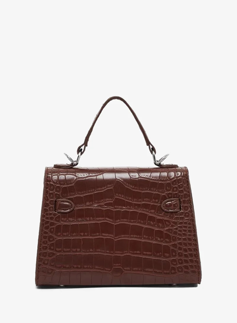 Styli Croc Texture Twist Lock Satchel Bag