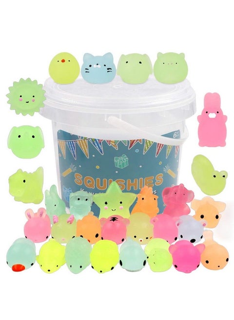 23 Pack Squishies Mochi Squishy Toys Glow In The Dark Party Favors For Kids - Mini Kawaii Squishies Mochi Animals Stress Relief Squishy Pack Squishy Cat Squishys With Storage Box