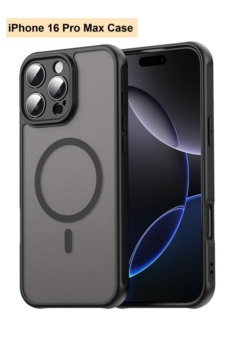 Abania iPhone 16 Pro Max Case MagSafe, Translucent Matte Black, Slim Shockproof Anti-Fingerprint, Dust-Resistant Magnetic iPhone Cover Compatible with MagSafe Accessories - Image 1