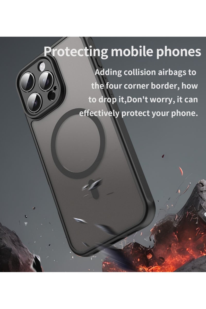 Abania iPhone 16 Pro Max Case MagSafe, Translucent Matte Black, Slim Shockproof Anti-Fingerprint, Dust-Resistant Magnetic iPhone Cover Compatible with MagSafe Accessories - Image 4