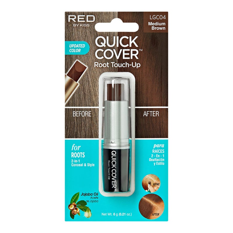 Red by Kiss RED by Kiss Quick Cover Root Touch Up Stick Type WaterResistant Temporary Gray Concealer Cover Up Brush for Hair and Beard Brown