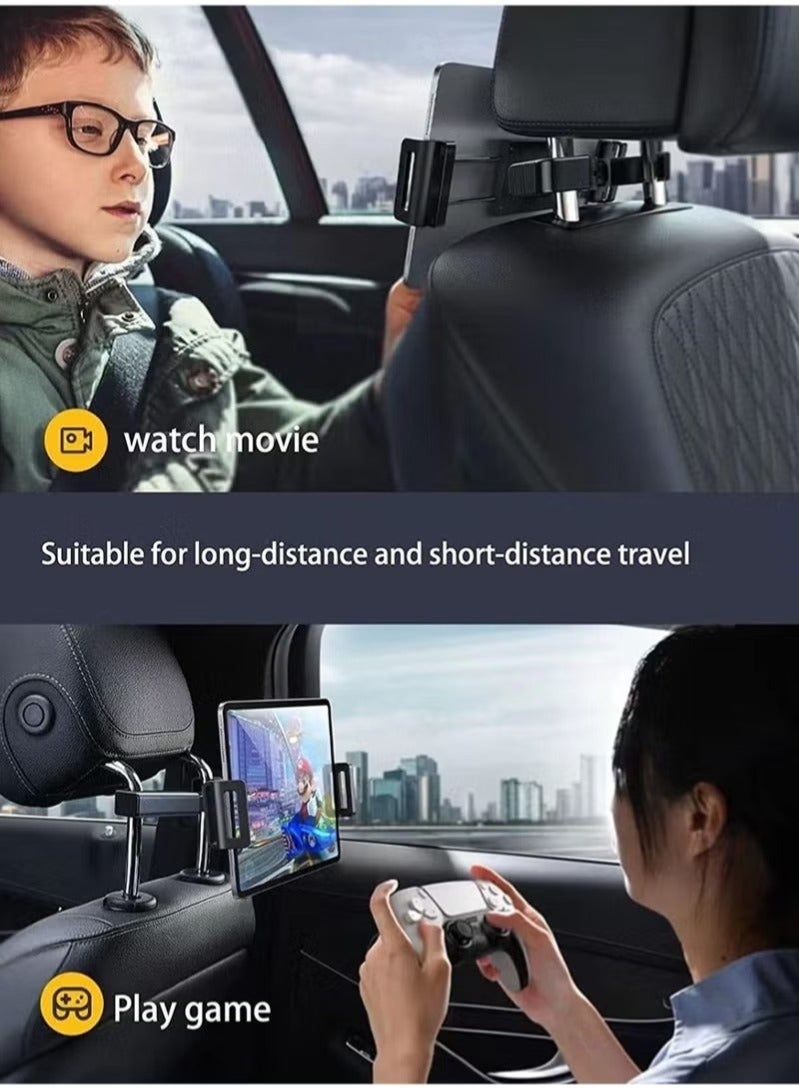 والالا حامل iPad اللوحي لمسند الرأس في السيارة، حامل عالمي للآيباد في المقعد الخلفي قابل للتمديد للهاتف الذكي والكمبيوتر اللوحي مع 4.7-12.9 بوصة، حامل الكمبيوتر اللوحي بمسند رأس السيارة - Image 4