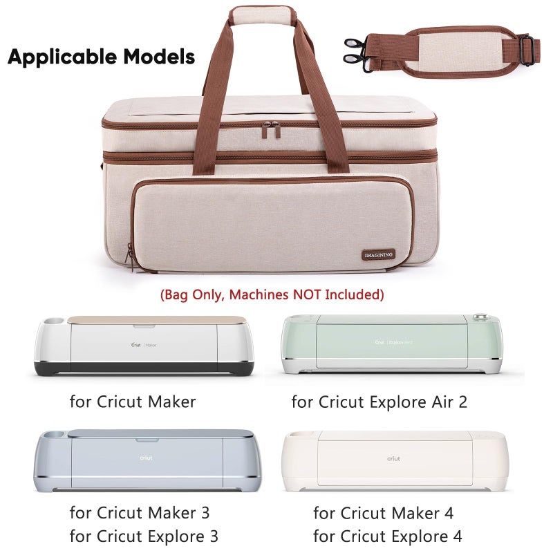 IMAGINING Carrying Case for Cricut Maker 3, Maker 4, Double-Layer Machine Bag with Cover for Cricut Explore 4, Explore 3, Explore Air 2, Storage Organizer for Cricut Accessories and Tools - Image 4