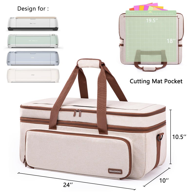 IMAGINING Carrying Case for Cricut Maker 3, Maker 4, Double-Layer Machine Bag with Cover for Cricut Explore 4, Explore 3, Explore Air 2, Storage Organizer for Cricut Accessories and Tools - Image 3
