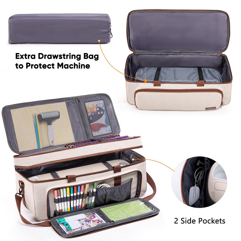 IMAGINING Carrying Case for Cricut Maker 3, Maker 4, Double-Layer Machine Bag with Cover for Cricut Explore 4, Explore 3, Explore Air 2, Storage Organizer for Cricut Accessories and Tools - Image 5