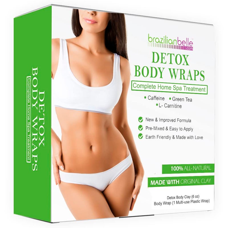 Brazilian Belle Detox Clay Body Wraps for Body Firming Skin Tightening AntiCellulite Stomach Wraps with Bentonite Clay Aloe Vera Complete Firming Cream Skincare Kit with up to 12 Applications
