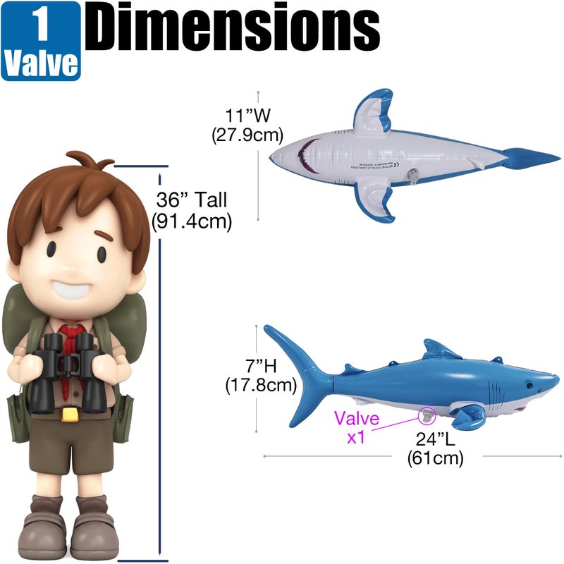 Jet Creations Inflatable Aquatic Animal Shark, Pack of 4, 24 inch, Pool Toys, Photo Prop, Theme Party Centerpiece, VBS, Decoration, Hangers (2) per Sharky - Image 2