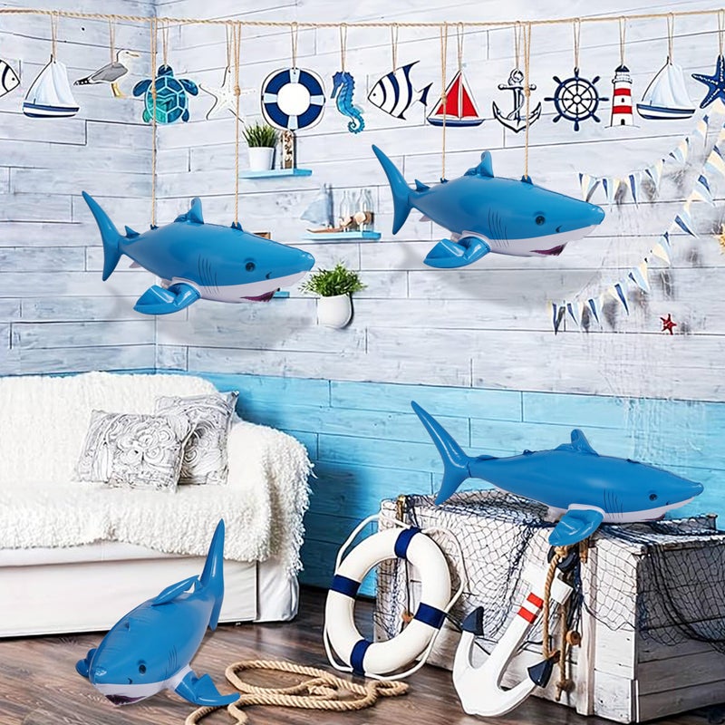 Jet Creations Inflatable Aquatic Animal Shark, Pack of 4, 24 inch, Pool Toys, Photo Prop, Theme Party Centerpiece, VBS, Decoration, Hangers (2) per Sharky - Image 4