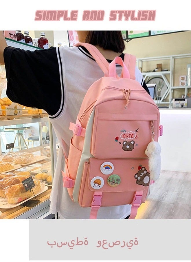 5 Pcs adult Backpack,School Bags Set Backpacks with Pendant Lunch Bag, Pencil Case, Handbag, Coin Purse for Teen Girls School Backpack - pzsku/ZA80F8FE149621A5921E6Z/45/_/1734800198/8df08bba-beb5-474e-b8ff-1b1deb6ced56