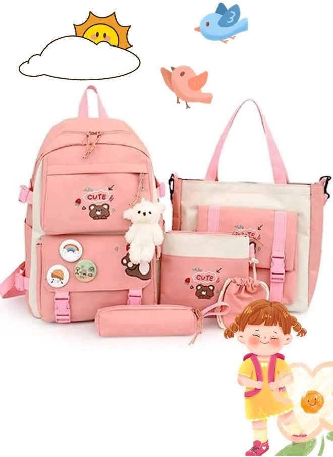 5 Pcs adult Backpack,School Bags Set Backpacks with Pendant Lunch Bag, Pencil Case, Handbag, Coin Purse for Teen Girls School Backpack - pzsku/ZA80F8FE149621A5921E6Z/45/_/1734800206/facd69fc-a21a-4c07-a1f6-a8f6fa0be52a