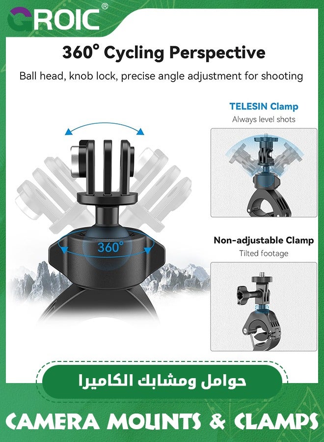 جرويك Bike Motorcycle Handlebar Mount Accessories, Large Tube Roll Bar Stick Pole Clamp Holder for DJI Action 5 Pro 4/3 GoPro Max Hero 13 12 11 10 9 8 7 6 5 Insta360 X3 Ace Pro 2 DJI Osmo Pocket 3 - Image 3