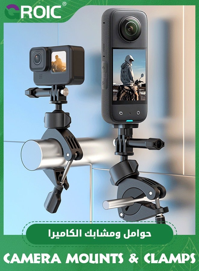 جرويك Bike Motorcycle Handlebar Mount Accessories, Large Tube Roll Bar Stick Pole Clamp Holder for DJI Action 5 Pro 4/3 GoPro Max Hero 13 12 11 10 9 8 7 6 5 Insta360 X3 Ace Pro 2 DJI Osmo Pocket 3 - Image 2