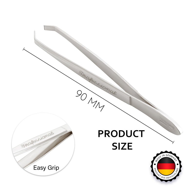 Solingen Stainless Steel Professional Slanted Tweezers, Best for Eyebrows Extensions, Facial Hair, Made in Germany - Image 2