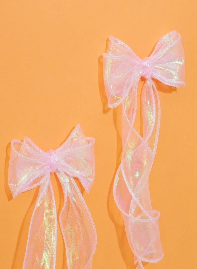 FENKON Holographic Pink Ribbon 1.5 inches x 20 Yards for Gift Wrap Birthday Decorations Christmas Decorations Wedding (Pink, 20 Yards) - Image 4