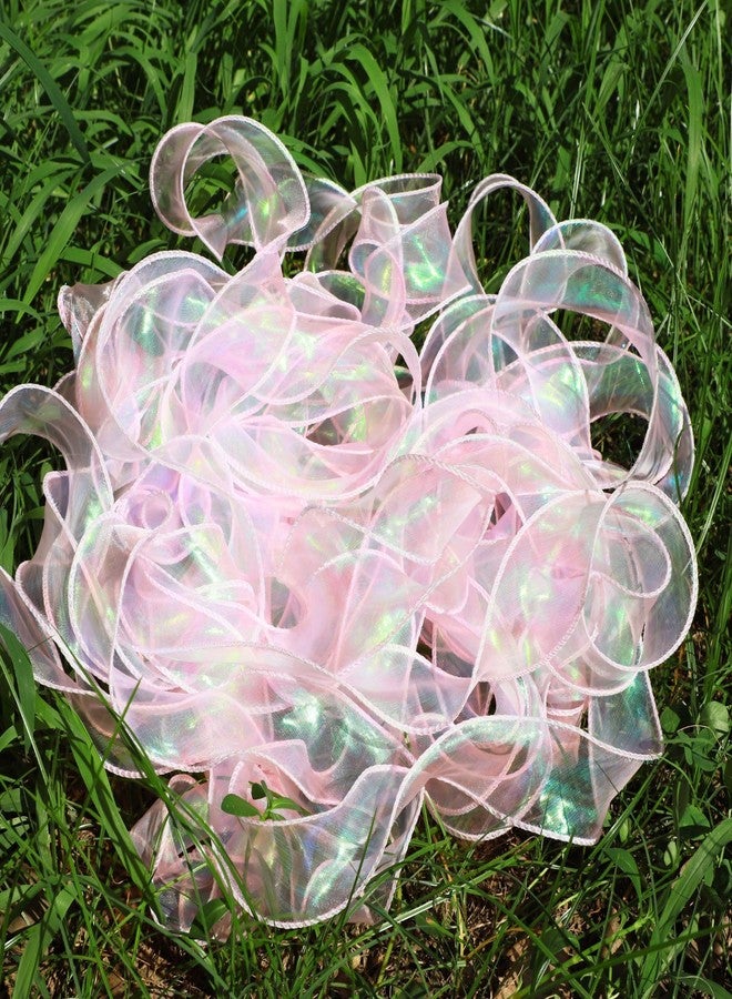 FENKON Holographic Pink Ribbon 1.5 inches x 20 Yards for Gift Wrap Birthday Decorations Christmas Decorations Wedding (Pink, 20 Yards) - Image 5