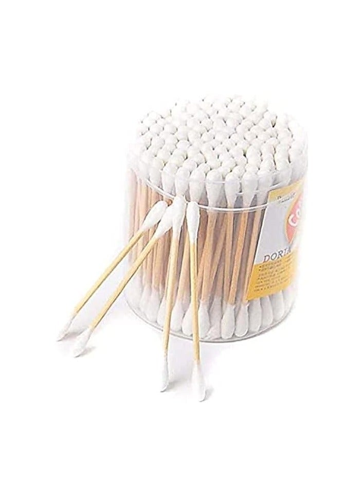 اعواد للعناية بالاذن من القطن وخشب الخيزران، 100 قطعة - Image 1
