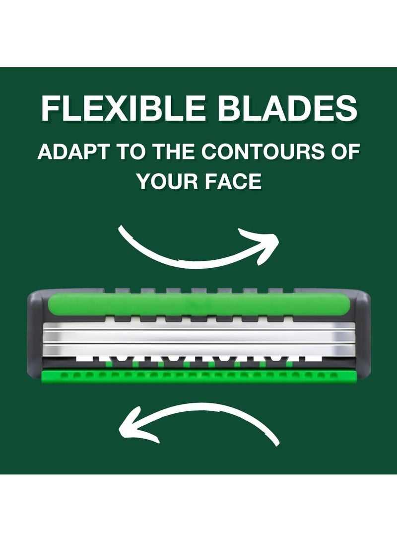 شيك ماكينة حلاقة  إكستريم 3 شفرات ثلاثية حساسة للرجال للاستخدام مرة واحدة، غنية بالصبار، حلاقة دقيقة ومريحة بدون تهيج، رأس مرن، مقبض مانع للانزلاق، شطف سهل، 10 شفرات حلاقة - Image 4