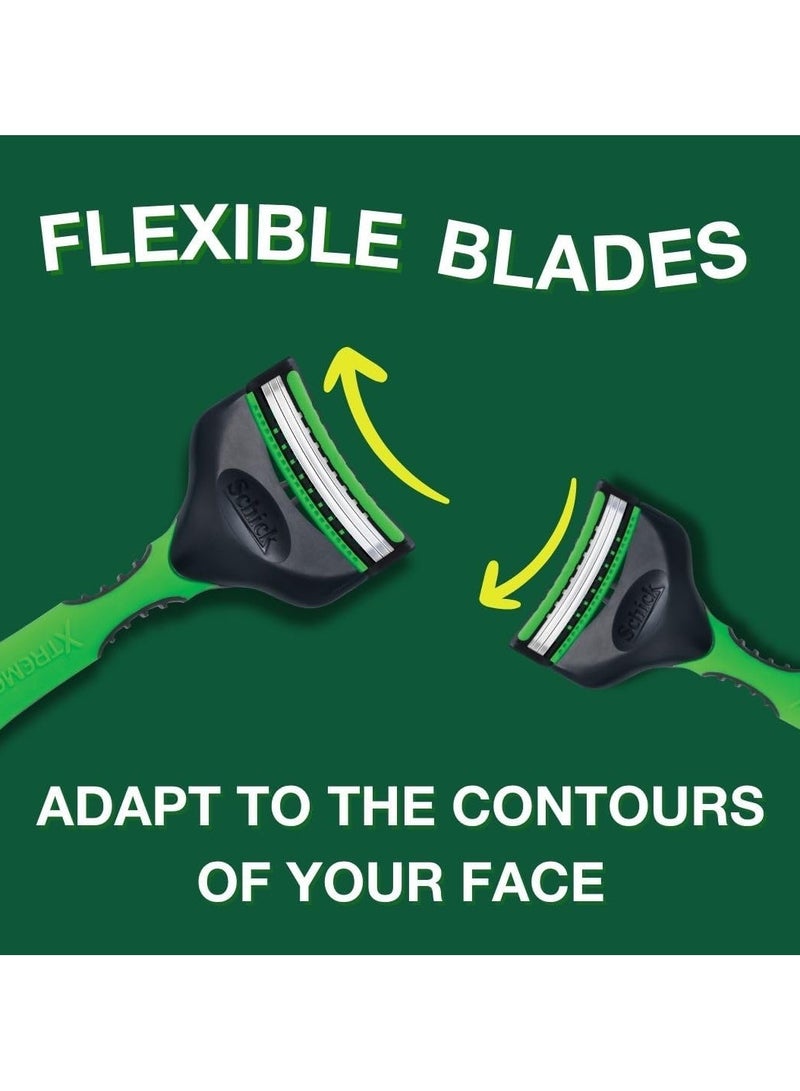 شيك ماكينة حلاقة  إكستريم 3 شفرات ثلاثية حساسة للرجال للاستخدام مرة واحدة، غنية بالصبار، حلاقة دقيقة ومريحة بدون تهيج، رأس مرن، مقبض مانع للانزلاق، شطف سهل، 10 شفرات حلاقة - Image 2