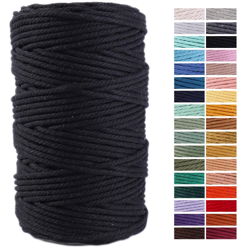 ZXCDINO Black Cotton Macrame Cord 4mm x 109Yards Perfect for Wall Hangings Crafts More