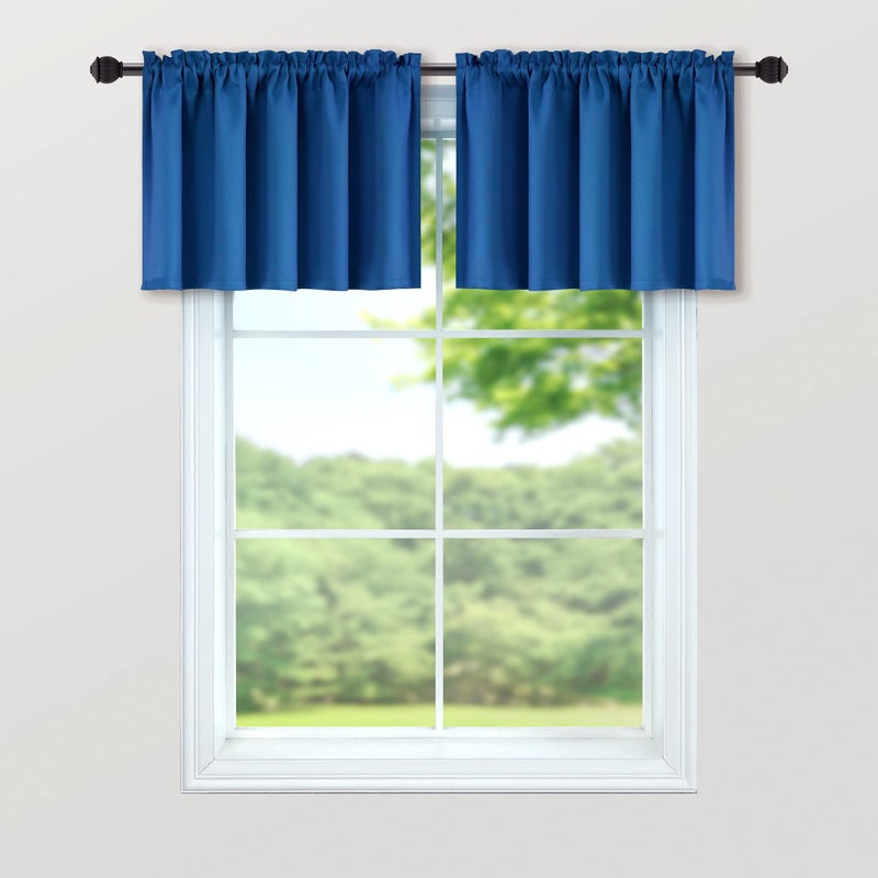 Mrs.Naturall Royal Blue Valances for Windows 2 Packs Room Darkening Thermal Forced Light Wording Strucents for Boys Room Room Kids Bedroom Room - Image 3