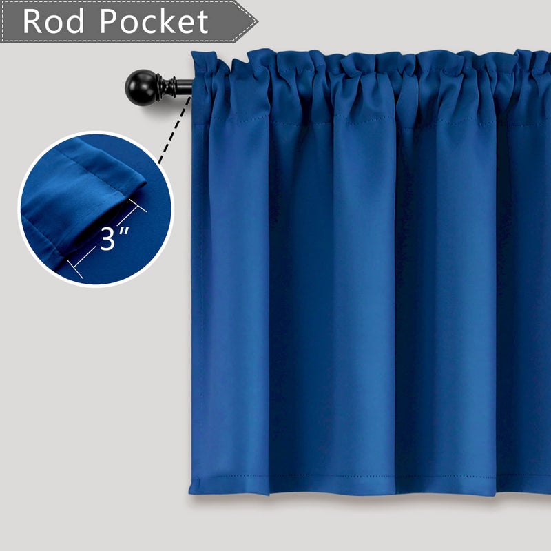 Mrs.Naturall Royal Blue Valances for Windows 2 Packs Room Darkening Thermal Forced Light Wording Strucents for Boys Room Room Kids Bedroom Room - Image 2