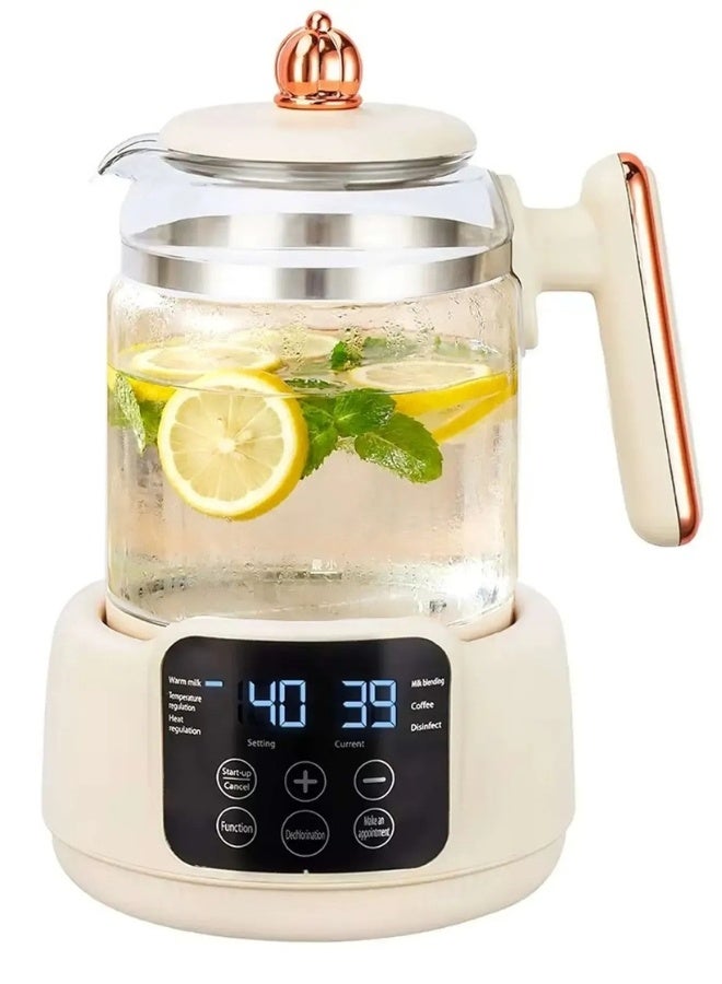 Smart Electric Glass Kettle 1.5L with LED Digital Display & Temperature Control, 800W Heat Resistant Glass Tea Kettle with 304 Stainless Steel Interior, Multi-Function Water Boiler for Tea, Coffee & Milk with Keep Warm Function - Image 1