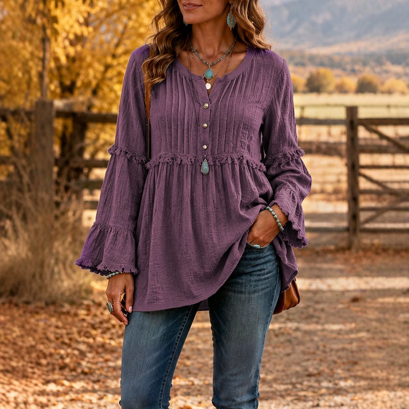 Women's Lace Trim Tassel Patch T-Shirt - Image 4