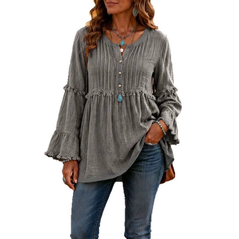 Women's Lace Trim Tassel Patch T-Shirt - Image 5