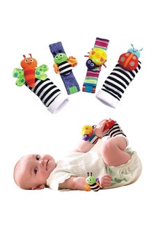 DURKU Top-Quality Material 4-Piece Infant Socks And Wrist Rattles Toy Set For Kids  - Image 1