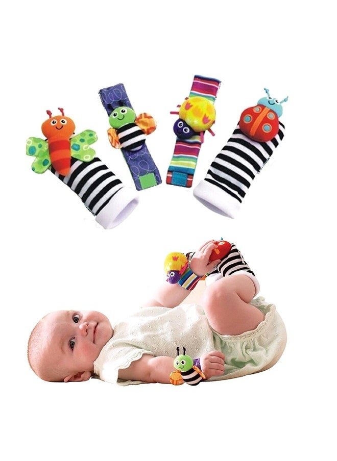 DURKU - Top-Quality Material 4-Piece Infant Socks And Wrist Rattles Toy Set For Kids - Image 1