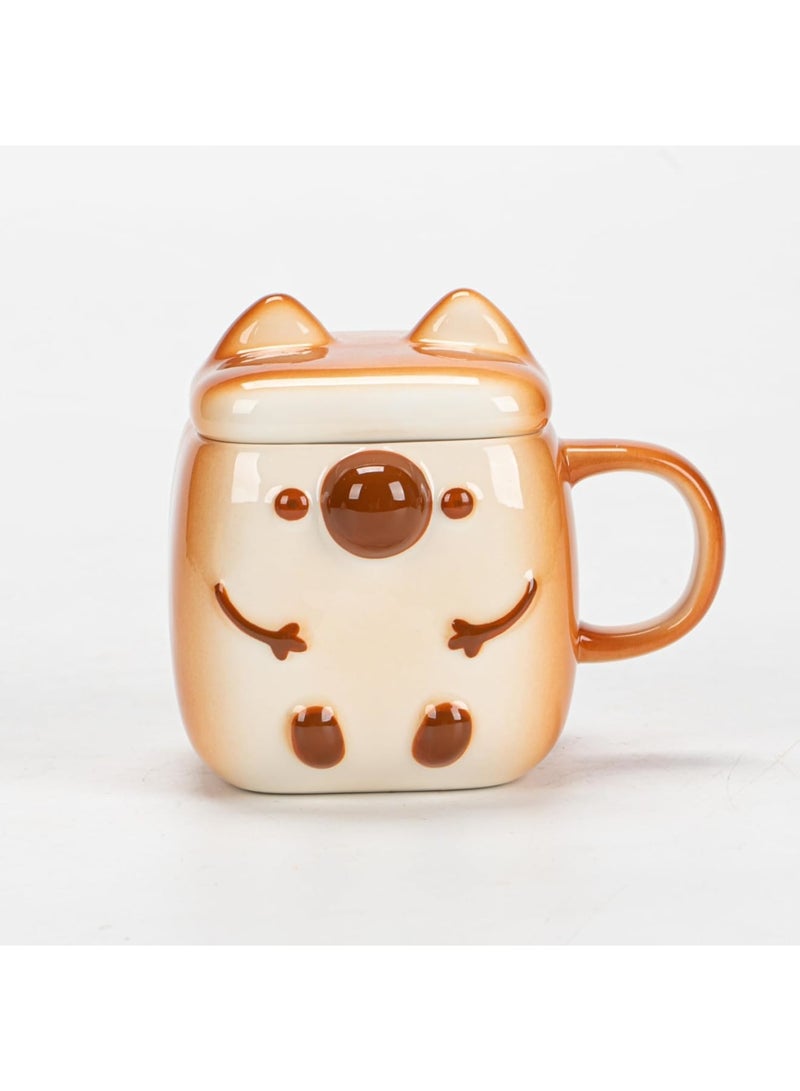 SOLARAE Coffee Mug, Novelty Funny Cup, Unique Cool Porcelain Tea Mugs, Creative Kawaii Cartoon Anime Style, Kawaii Mug for Women Kids Adults Men, Coffee Mugs Gift for Anime Lovers, Coffee Toast - Image 1