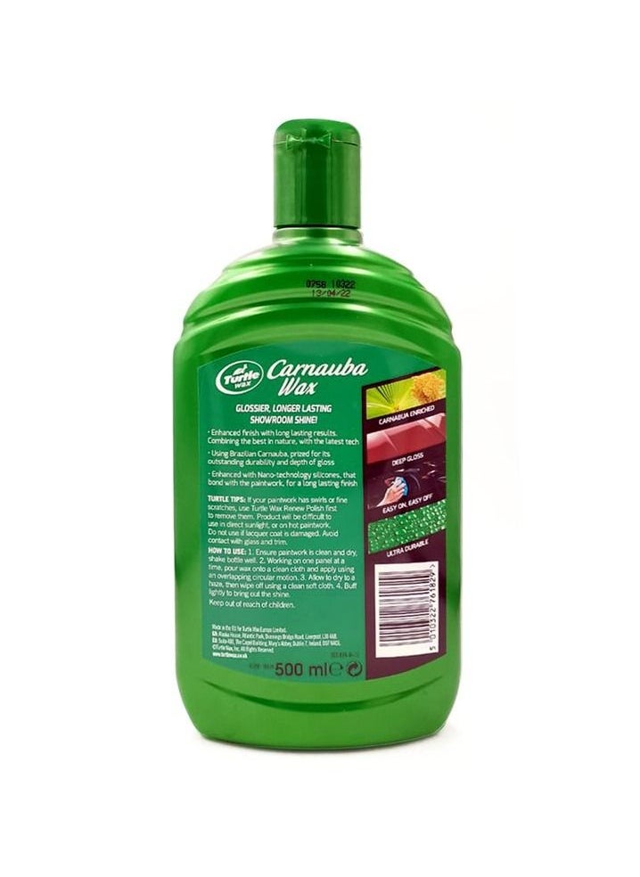 TURTLE Turtle Wax Carnauba Car Wax - Glossier, Long-lasting, Showroom Shine 500 ml Car Polish Wax Premium Quality  - Image 5