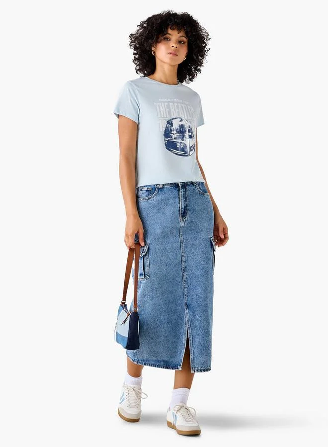 اس بي كاركترز Cotton T-shirt with The Beatles Print