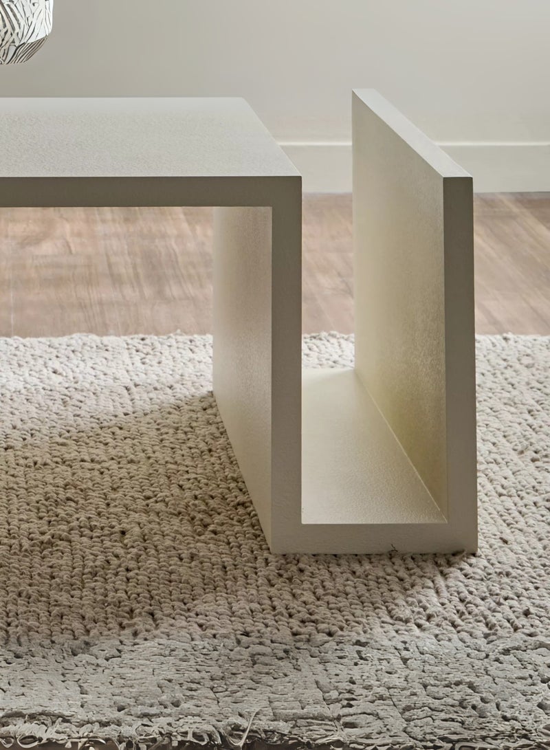 Karnak White Rectangular Coffee Table – Modern Minimalist Block Design Center Table with Open Side Storage for Living Room & Office UAE - Image 3