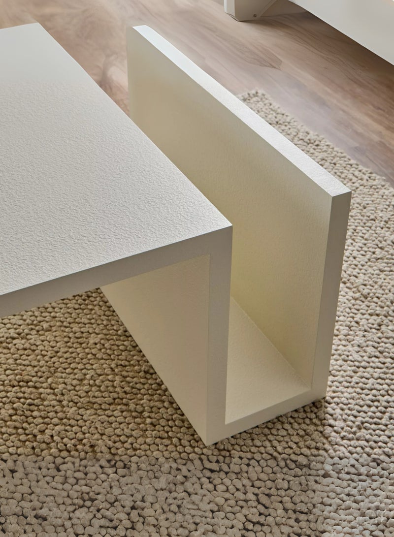 Karnak White Rectangular Coffee Table – Modern Minimalist Block Design Center Table with Open Side Storage for Living Room & Office UAE - Image 5