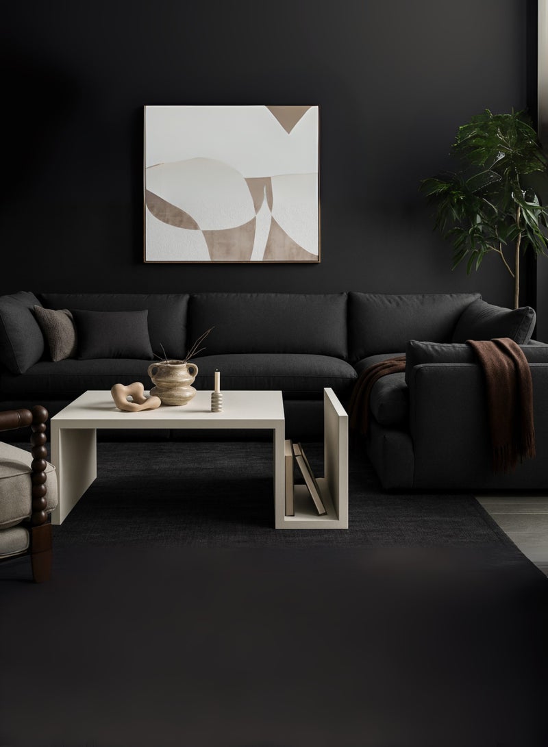 Karnak White Rectangular Coffee Table – Modern Minimalist Block Design Center Table with Open Side Storage for Living Room & Office UAE - Image 4