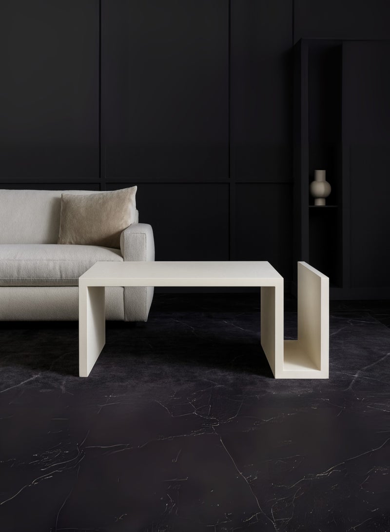 Karnak White Rectangular Coffee Table – Modern Minimalist Block Design Center Table with Open Side Storage for Living Room & Office UAE - Image 2