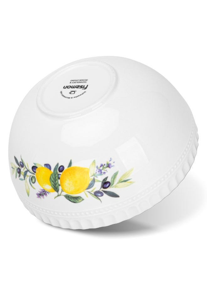 Fissman طقم وعاء سيراميك 700 مل من سلسلة ليمون بروفانس، وعاء شوربة 16 سم، وعاء حبوب، وعاء سلطة، وعاء مكرونة، آمن للغسل في غسالة الصحون للإفطار والغداء والعشاء - Image 3