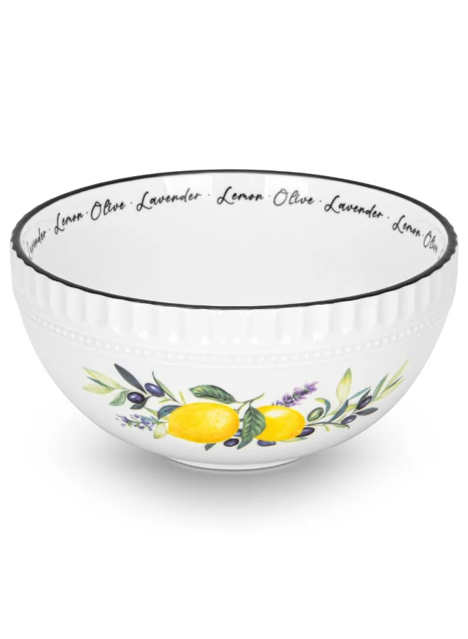 Fissman  2-Piece 700mL Ceramic Bowl Lemon Provence Series, 16cm Soup Bowl, Cereal Bowl, Salad Bowl, Pasta Bowl, Dishwasher Safe for Breakfast, Lunch, and Dinner  | Best Price UAE