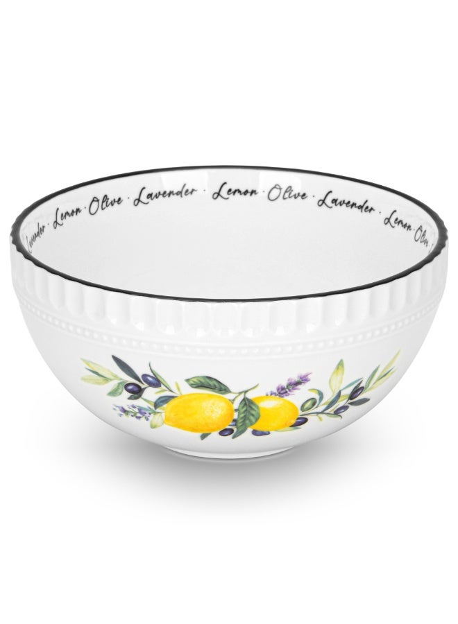 Fissman طقم وعاء سيراميك 700 مل من سلسلة ليمون بروفانس، وعاء شوربة 16 سم، وعاء حبوب، وعاء سلطة، وعاء مكرونة، آمن للغسل في غسالة الصحون للإفطار والغداء والعشاء - Image 5
