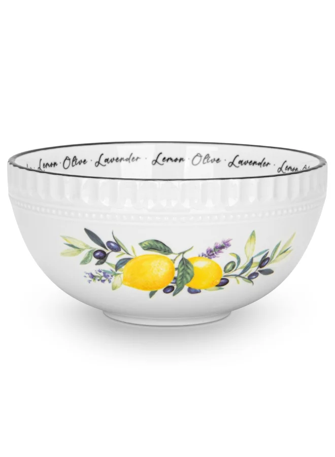 Fissman  2-Piece 700mL Ceramic Bowl Lemon Provence Series, 16cm Soup Bowl, Cereal Bowl, Salad Bowl, Pasta Bowl, Dishwasher Safe for Breakfast, Lunch, and Dinner  | Best Price UAE