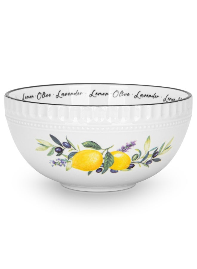 Fissman طقم وعاء سيراميك 700 مل من سلسلة ليمون بروفانس، وعاء شوربة 16 سم، وعاء حبوب، وعاء سلطة، وعاء مكرونة، آمن للغسل في غسالة الصحون للإفطار والغداء والعشاء - Image 4