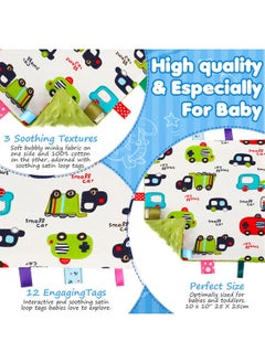 Breling 4 Pieces Baby Tags Security Blankets Security Blankets For Babies Baby Comfort Blanket With Colorful Tags Baby Soothing Towel Animal Bed Blanket 9.5 X 9.5 Inch (Adorable Patterns)  - Image 3