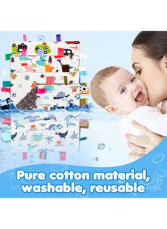 Breling 4 Pieces Baby Tags Security Blankets Security Blankets For Babies Baby Comfort Blanket With Colorful Tags Baby Soothing Towel Animal Bed Blanket 9.5 X 9.5 Inch (Adorable Patterns)  - Image 4