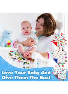 Breling 4 Pieces Baby Tags Security Blankets Security Blankets For Babies Baby Comfort Blanket With Colorful Tags Baby Soothing Towel Animal Bed Blanket 9.5 X 9.5 Inch (Adorable Patterns)  - Image 5